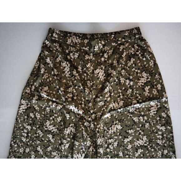 Mia Joy x Joyfolie 2-3121 Women's Sz S Green Floral Palazzo Wide Leg Satin Pants - Picture 2 of 8